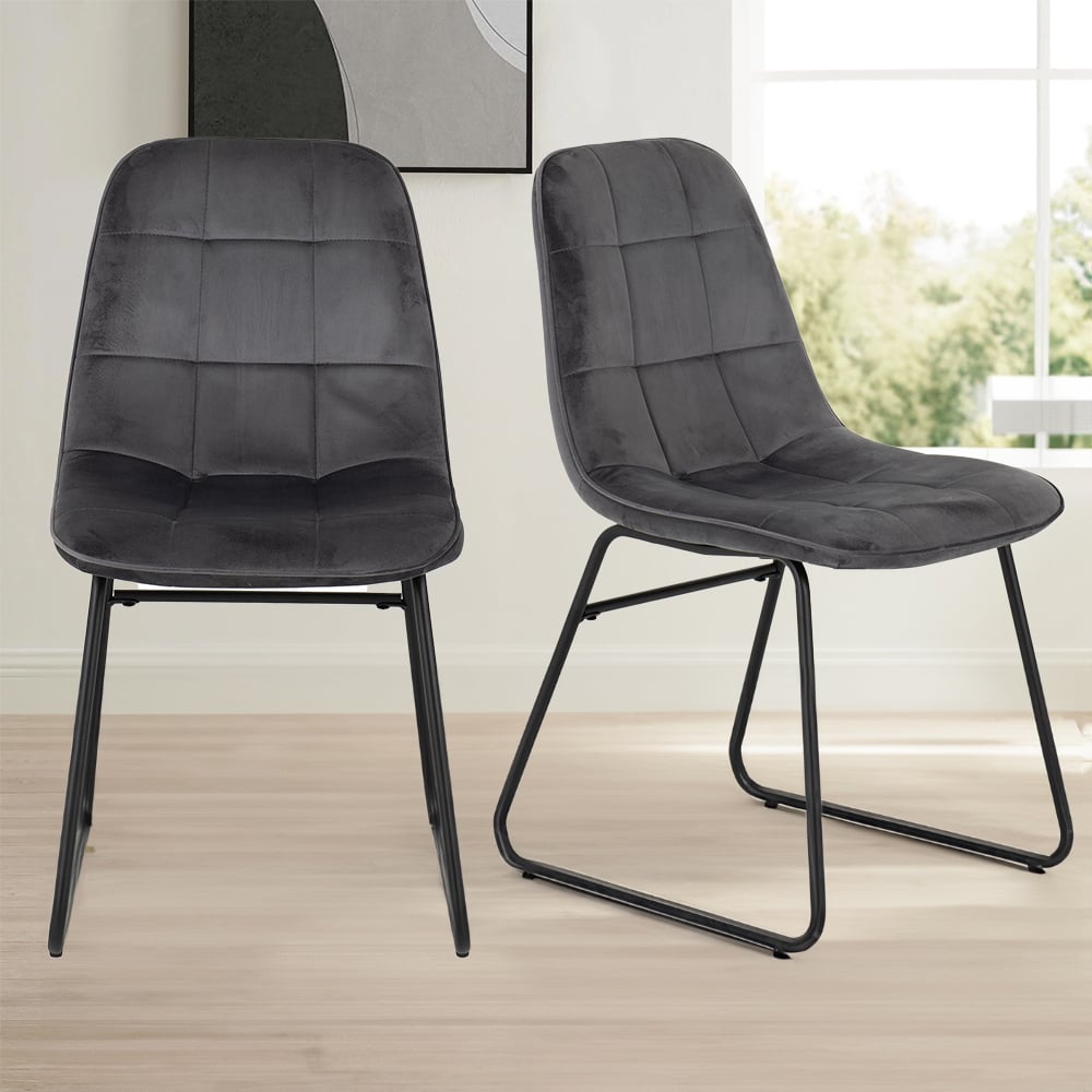 LUKAS CHAIR (BOX OF 2) - GREY VELVET