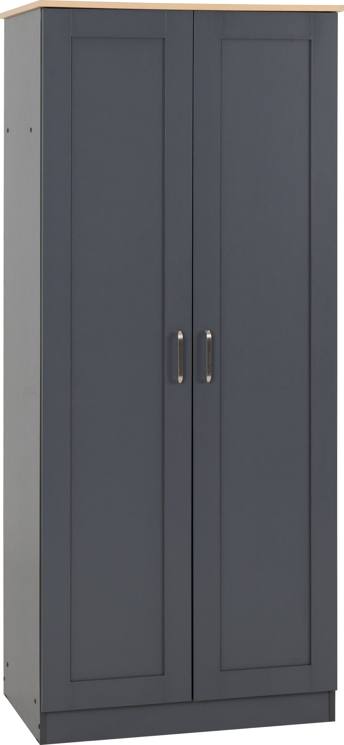 PORTLAND 2 DOOR WARDROBE - GREY/OAK EFFECT