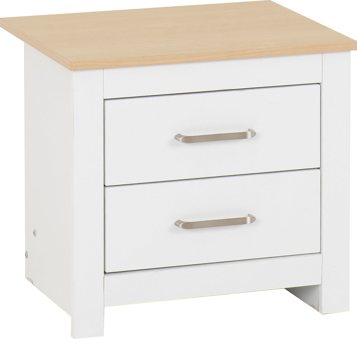 PORTLAND 2 DRAWER BEDSIDE - WHITE/OAK EFFECT