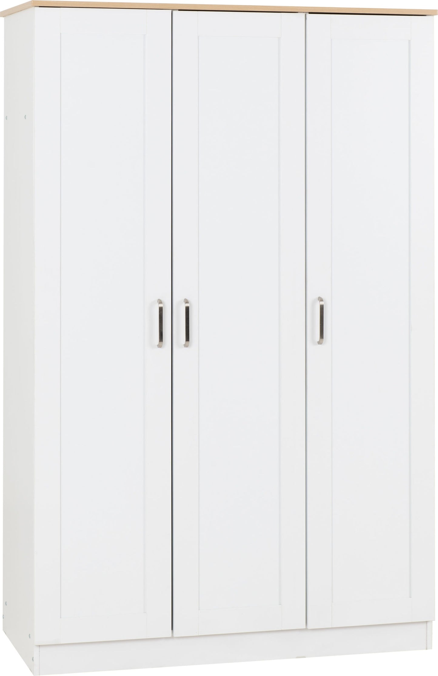 PORTLAND 3 DOOR WARDROBE - WHITE/OAK EFFECT