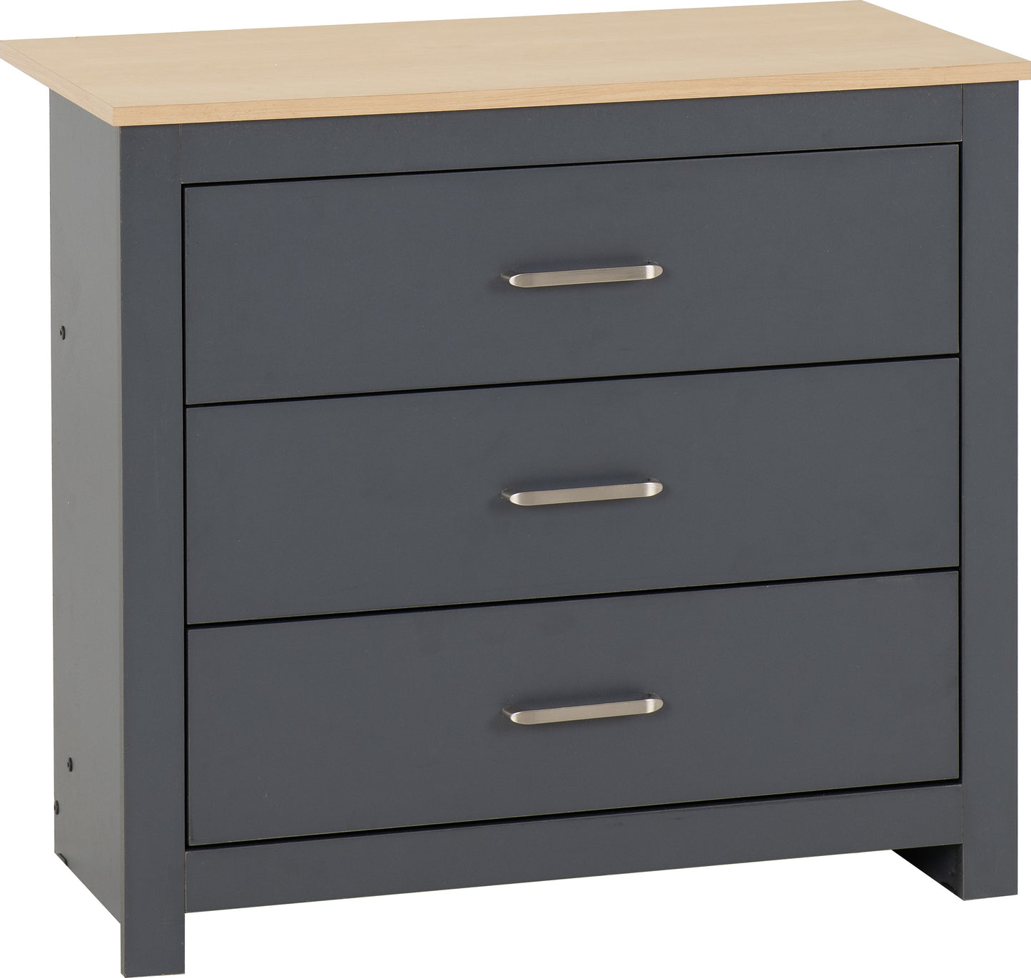 PORTLAND 3 DRAWER CHEST - GREY/OAK EFFECT