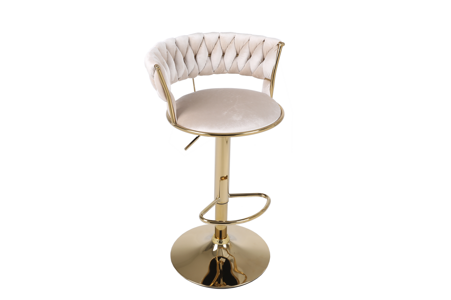 Set of 2 Cream & Gold Bar Stool