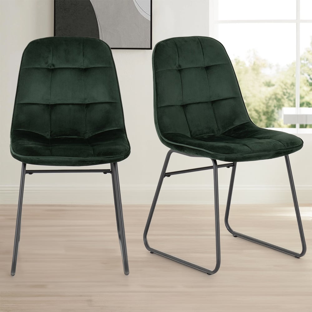 LUKAS CHAIR (BOX OF 2) - EMERALD GREEN VELVET