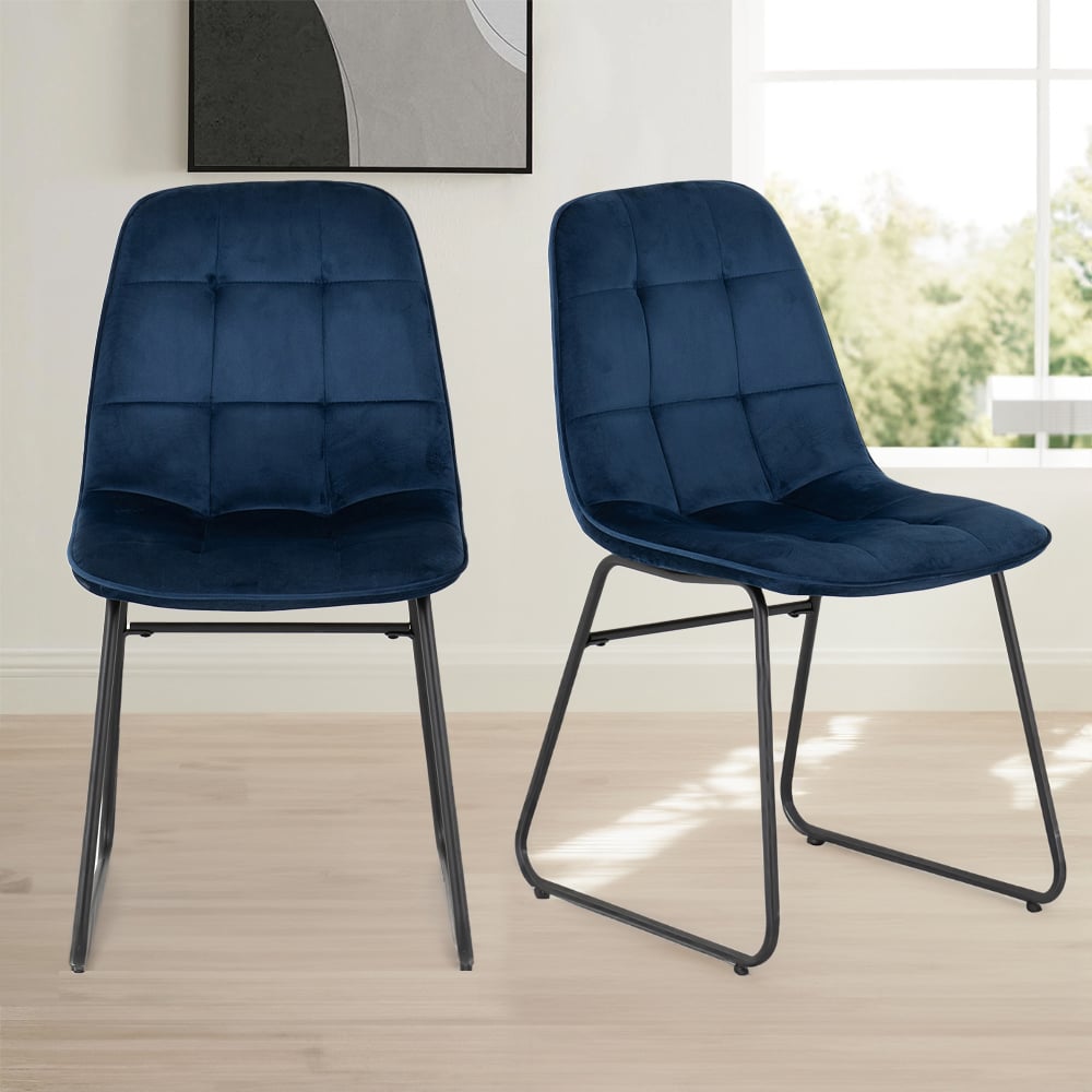 LUKAS CHAIR (BOX OF 2) - SAPPHIRE BLUE VELVET