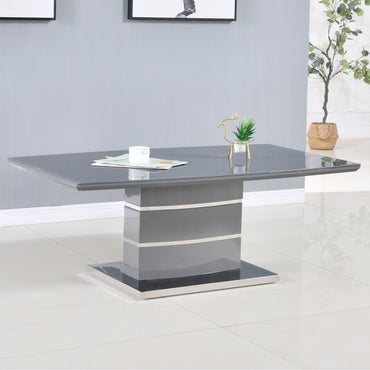 Grey Glass Top Coffee Table High Gloss Finish