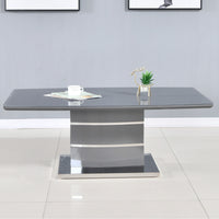 Grey Glass Top Coffee Table High Gloss Finish