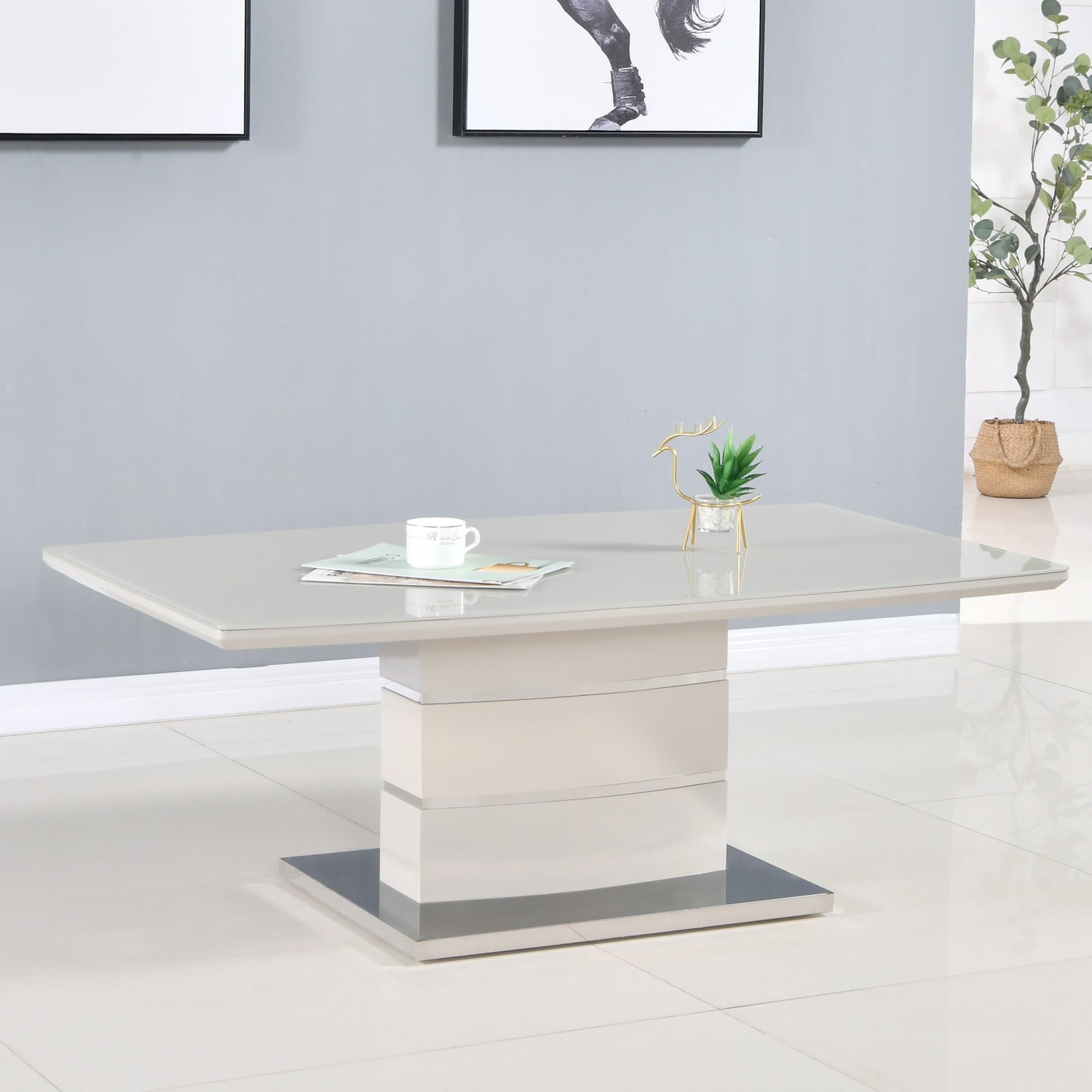 Cappuccino Glass Top Coffee Table High Gloss Finish