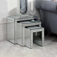 Crushed Diamond Mirrored Nest of Tables