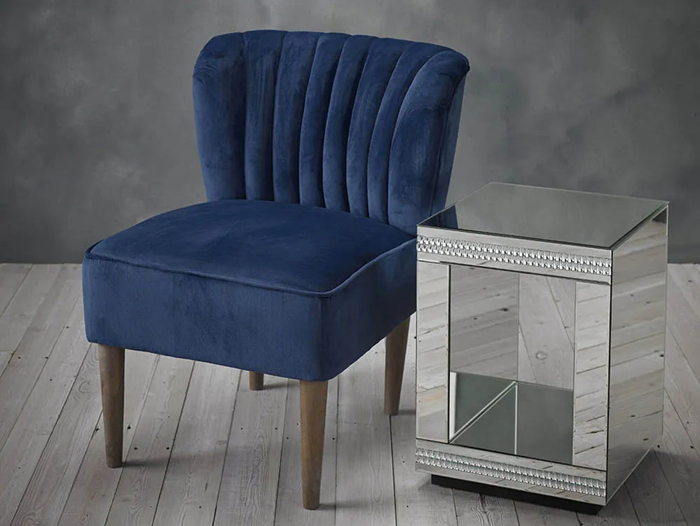 Maria Midnight Blue Velvet Fabric Accent Chair