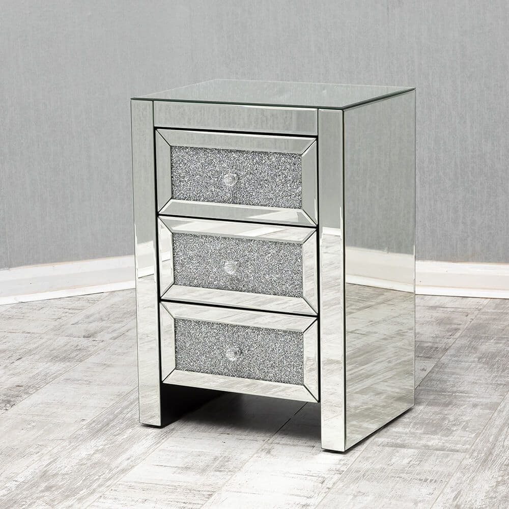 Bosa 3 Drawer Crushed Bedside