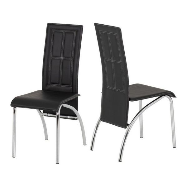 Black Faux Leather Chrome Chair