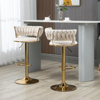 Set of 2 Cream & Gold Bar Stool