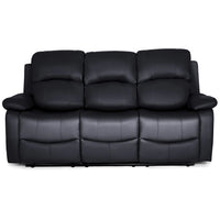 Black Faux Leather 3 & 2 Seater Recliner Sofa