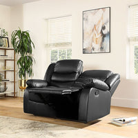 Black Faux Leather 3 & 2 Seater Recliner Sofa