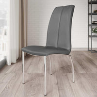 Grey Glass Dining Table with Faux 4 Leather Dining Chairs