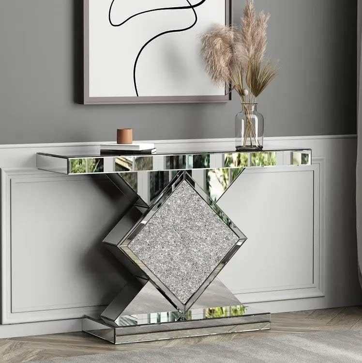 Mirrored Crushed Diamond Console Table