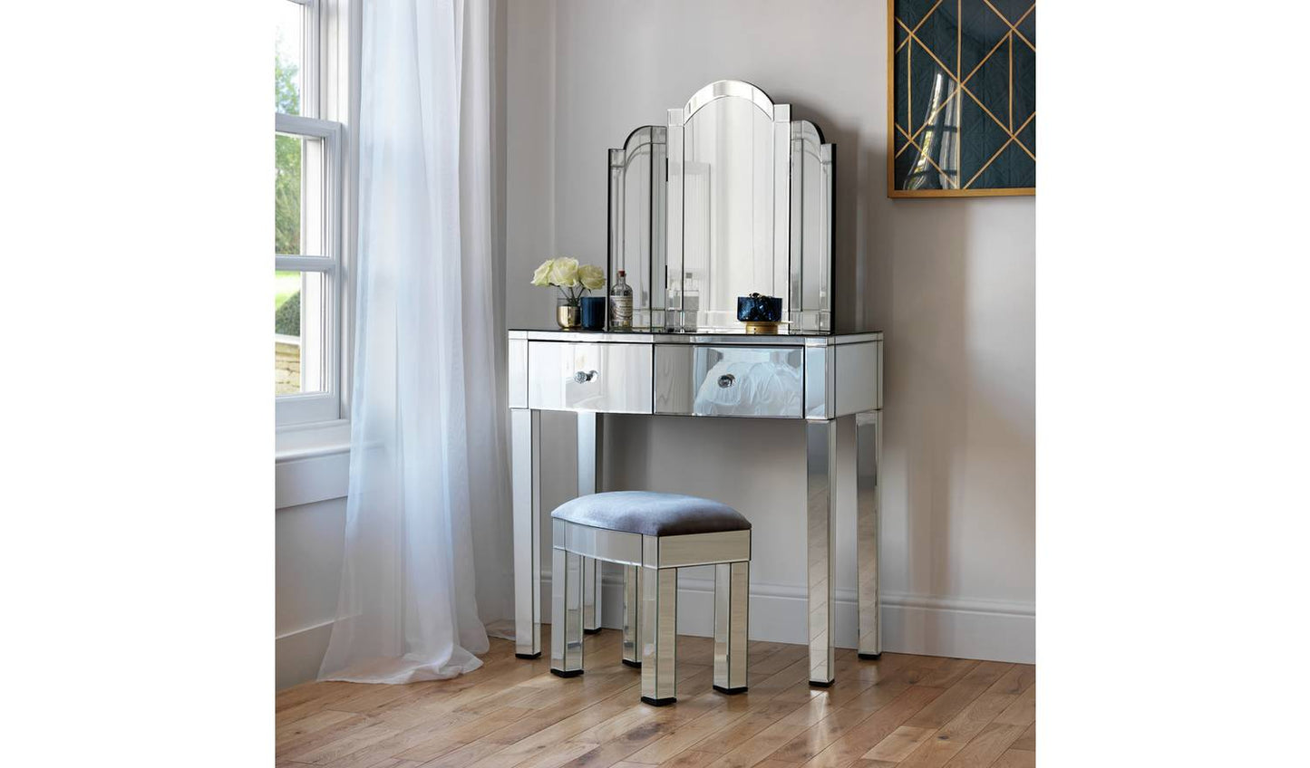 Mirrored 2 Drawer Dressing Table Set