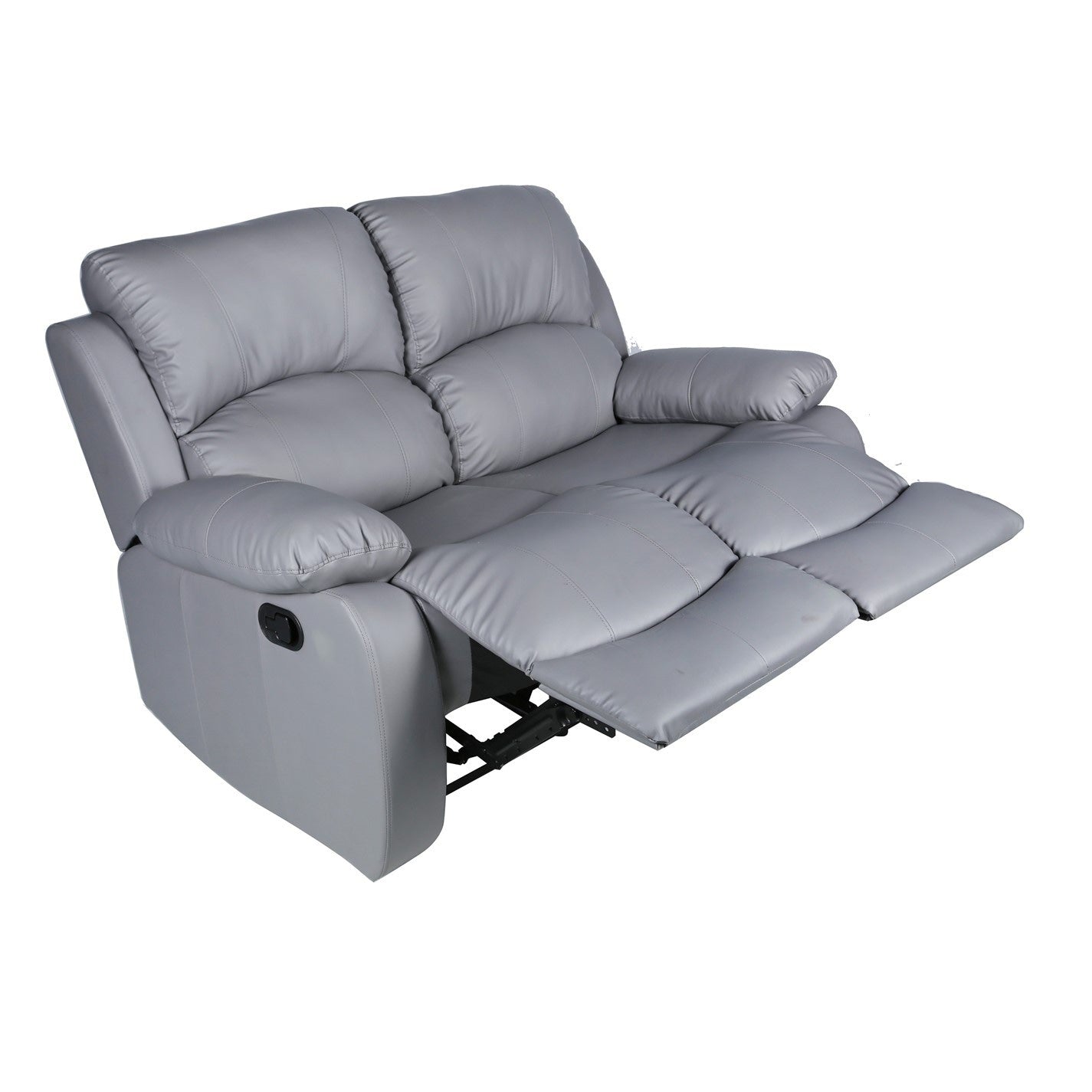 Grey Faux Leather 3 & 2 Seater Recliner Sofa