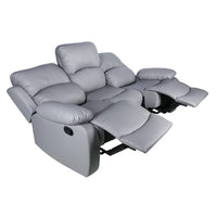 Grey Faux Leather 3 & 2 Seater Recliner Sofa