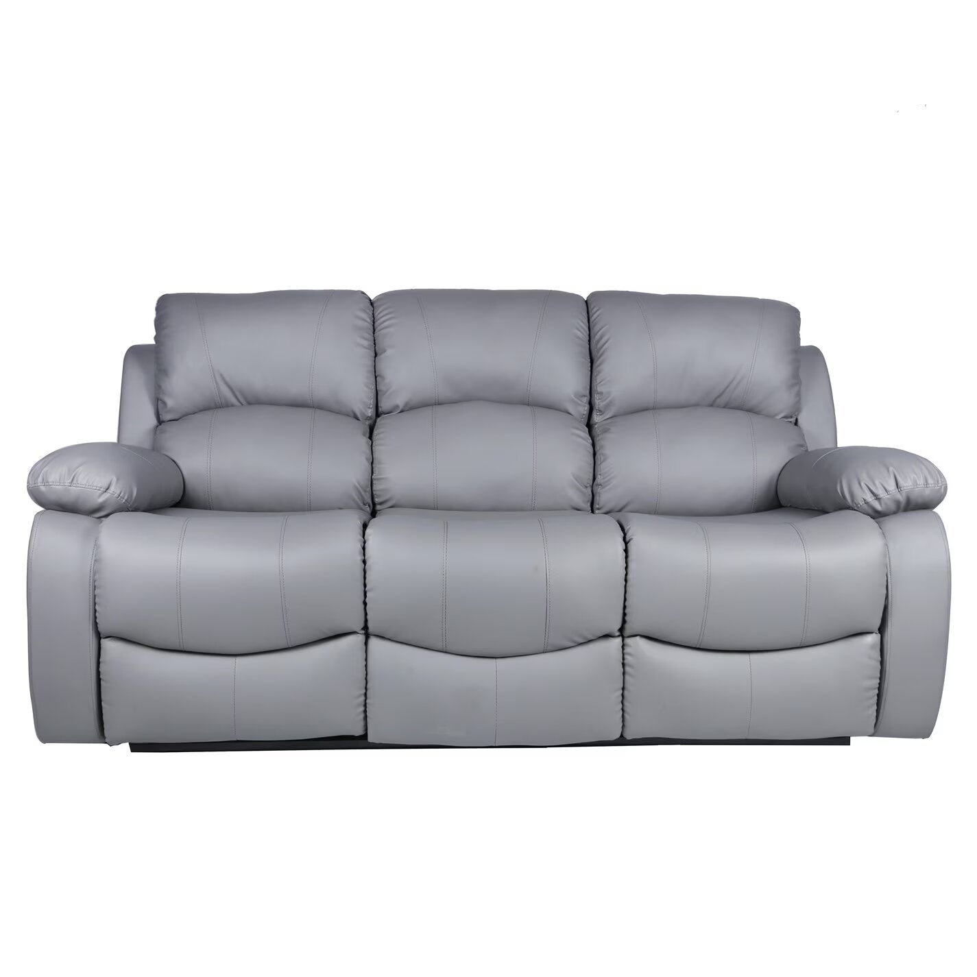 Grey Faux Leather 3 & 2 Seater Recliner Sofa