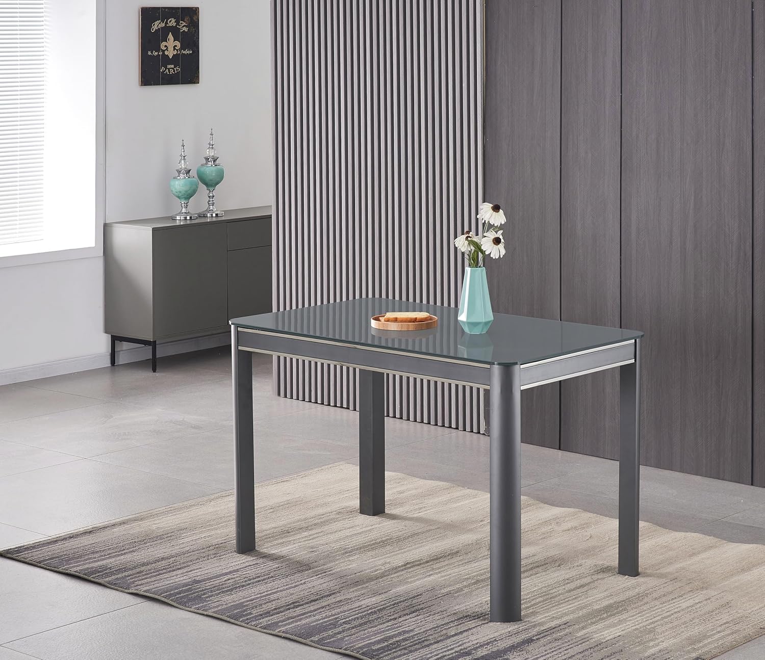 Grey Glass Dining Table