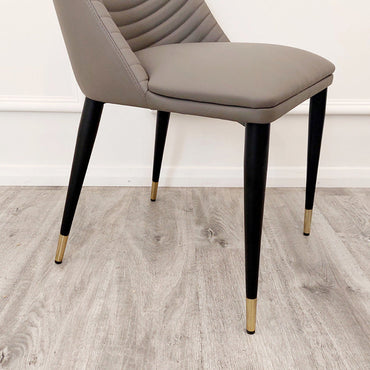 Alba Leather Dining Chair In Grey