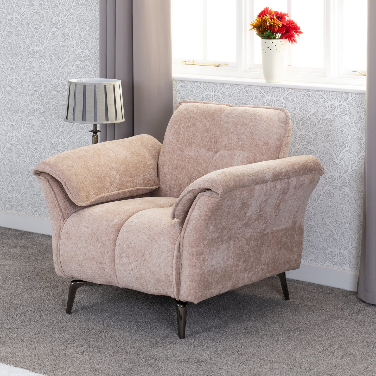 AMALFI 1 SEATER CHAIR - CHAMPAGNE FABRIC