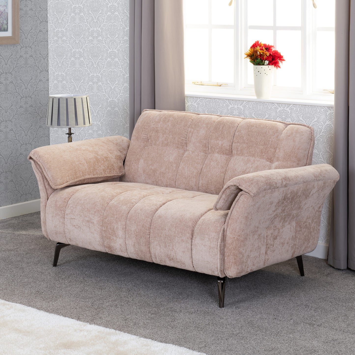 AMALFI 2 SEATER SOFA - CHAMPAGNE FABRIC