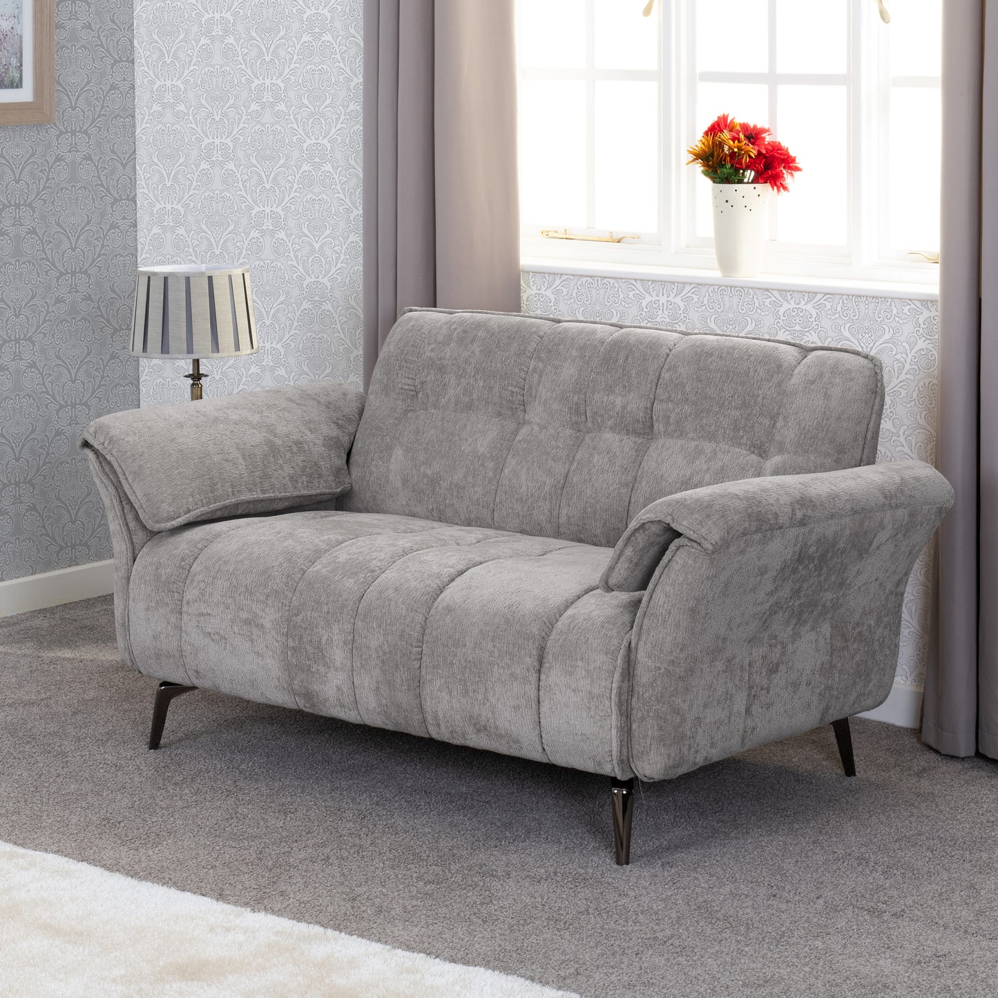 AMALFI 2 SEATER SOFA - GREY FABRIC