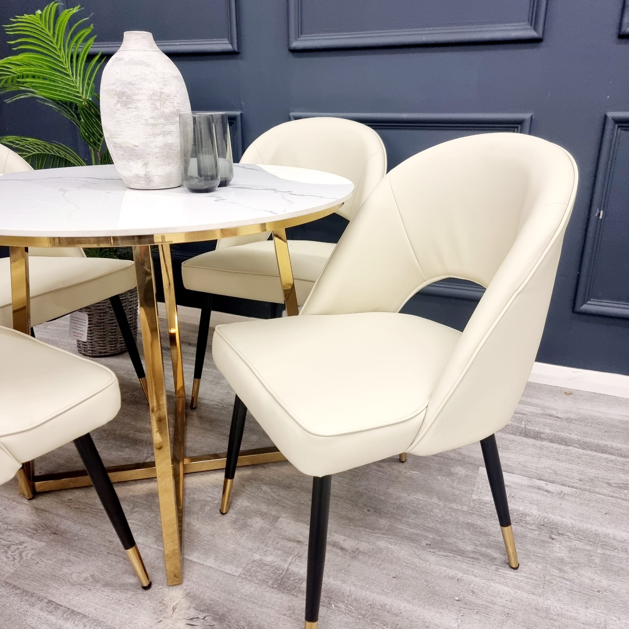 Astra Dining Chair in Cream Leather