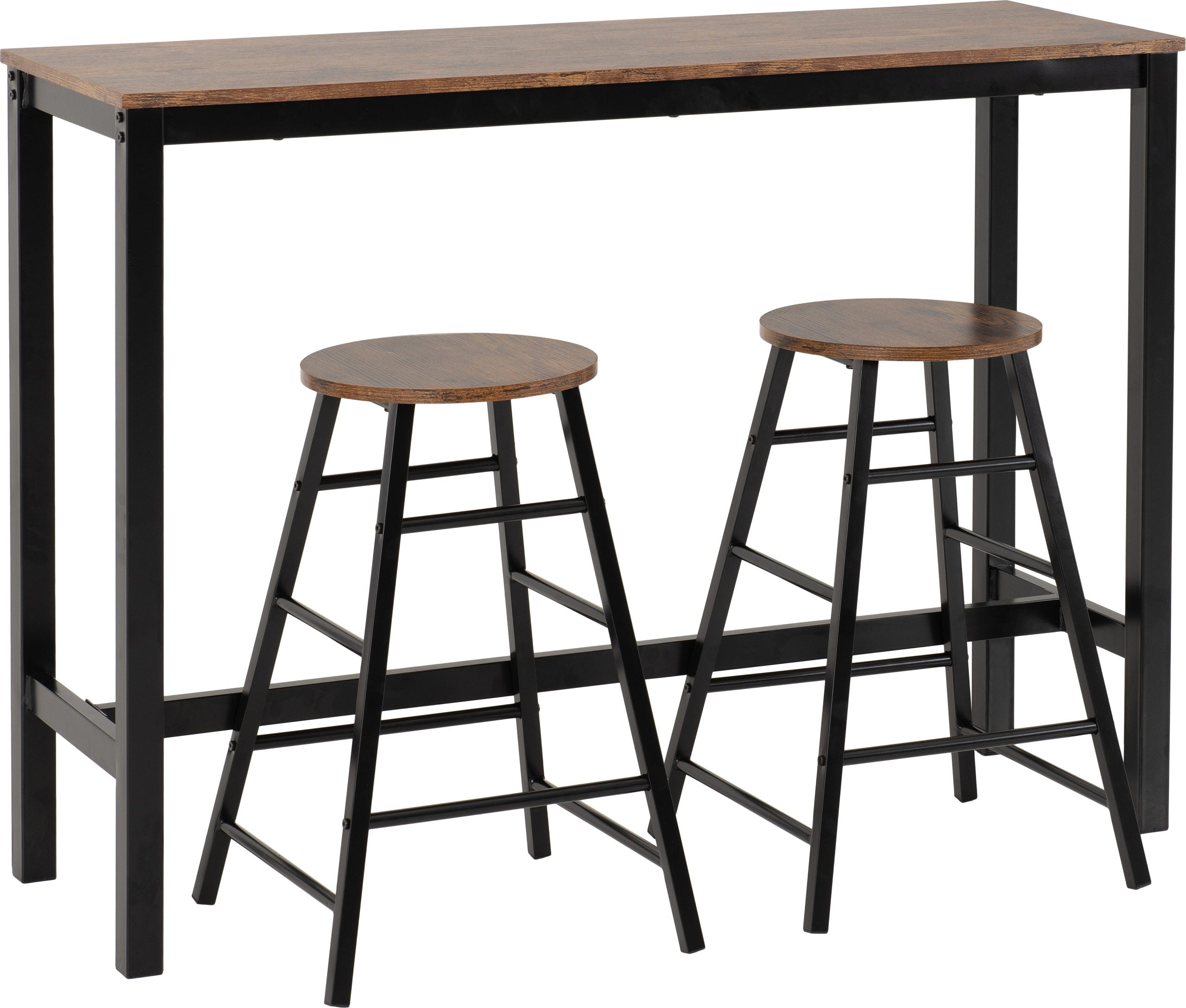 ATHENS BREAKFAST BAR SET - ACACIA EFFECT/BLACK