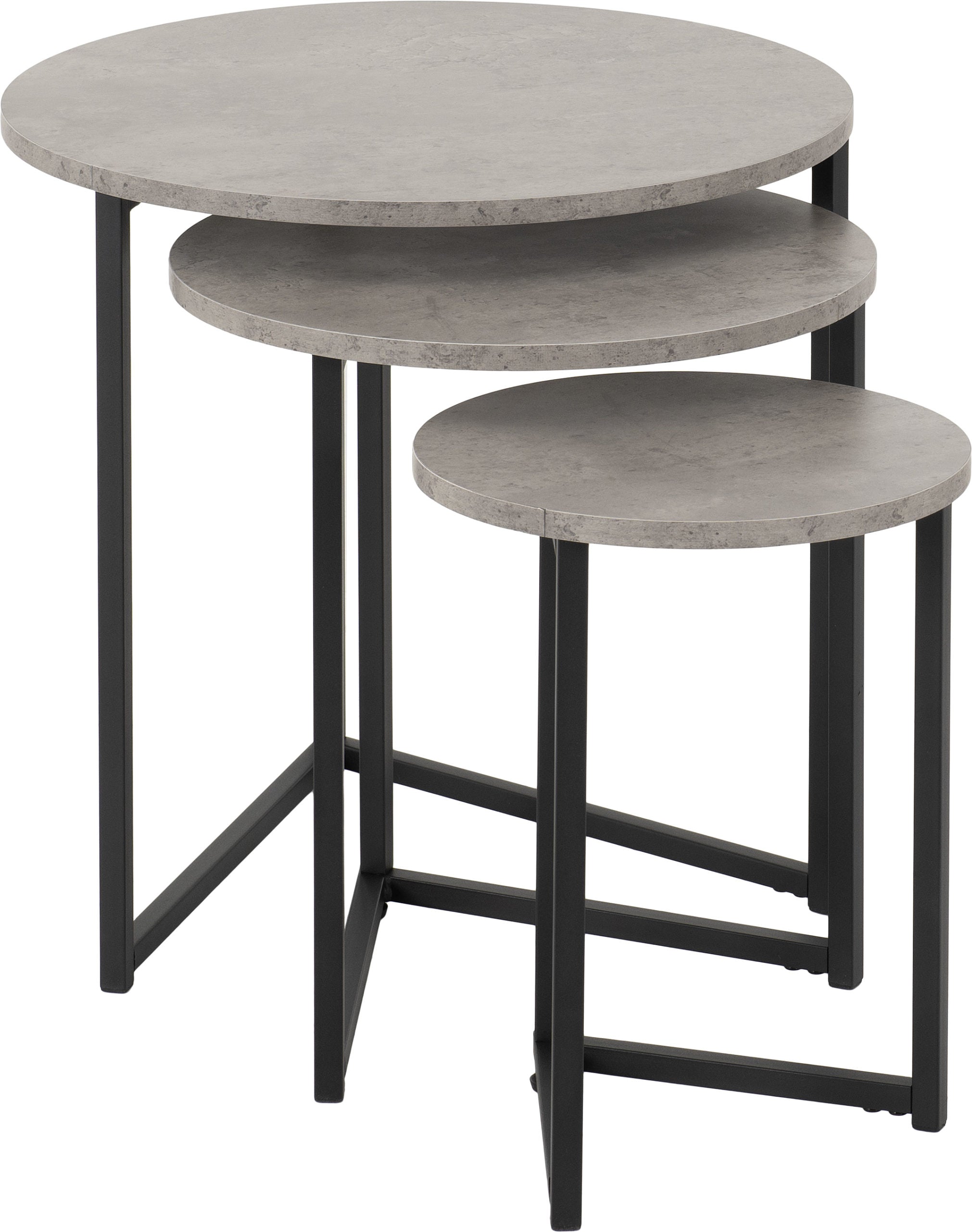 ATHENS ROUND NEST OF TABLES - CONCRETE EFFECT/BLACK