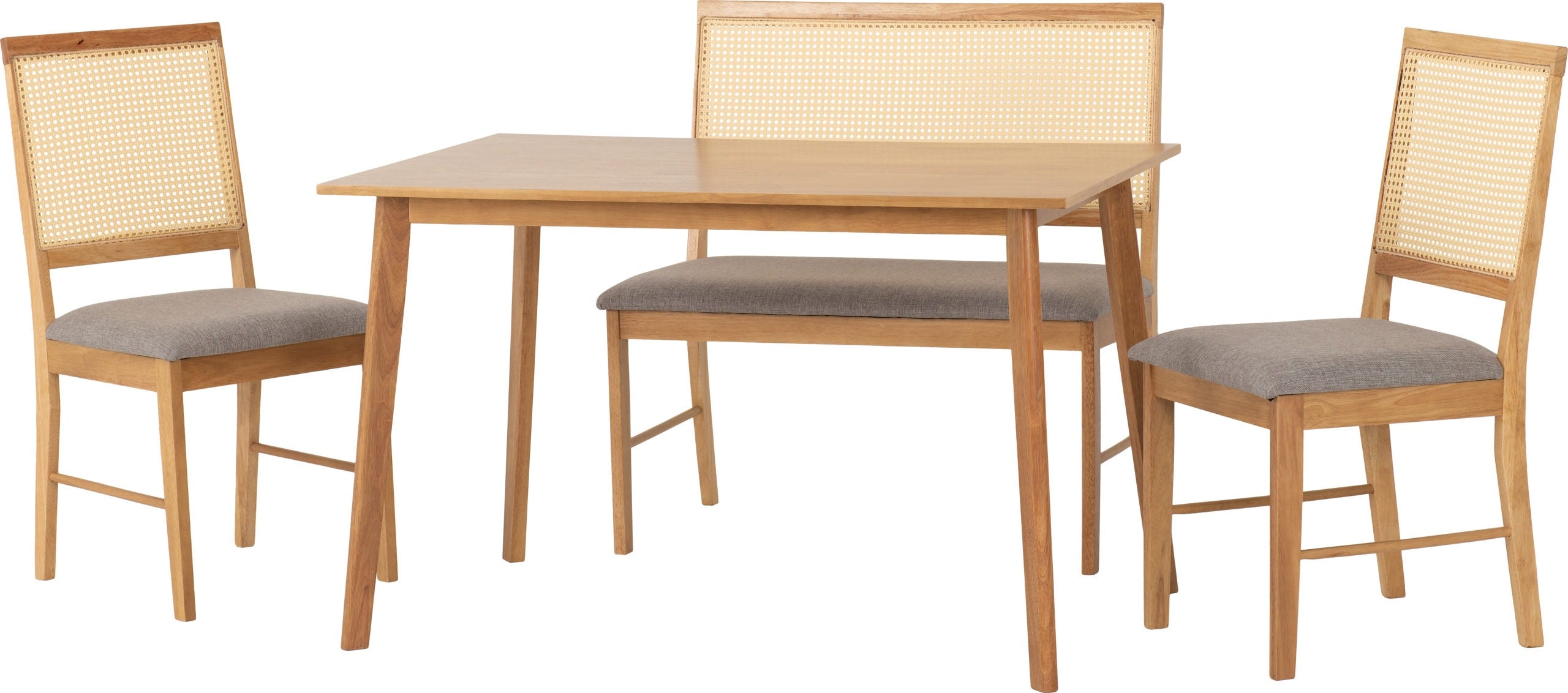 AUSTIN & ELLIS DINING BENCH SET (X2 CHAIRS) - OAK EFFECT/GREY FABRIC