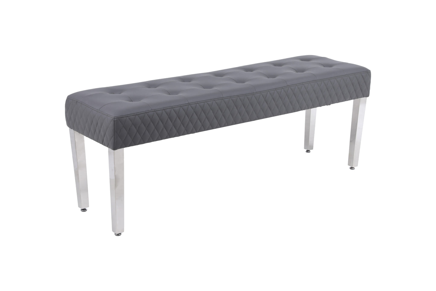 Grey Leather Bench