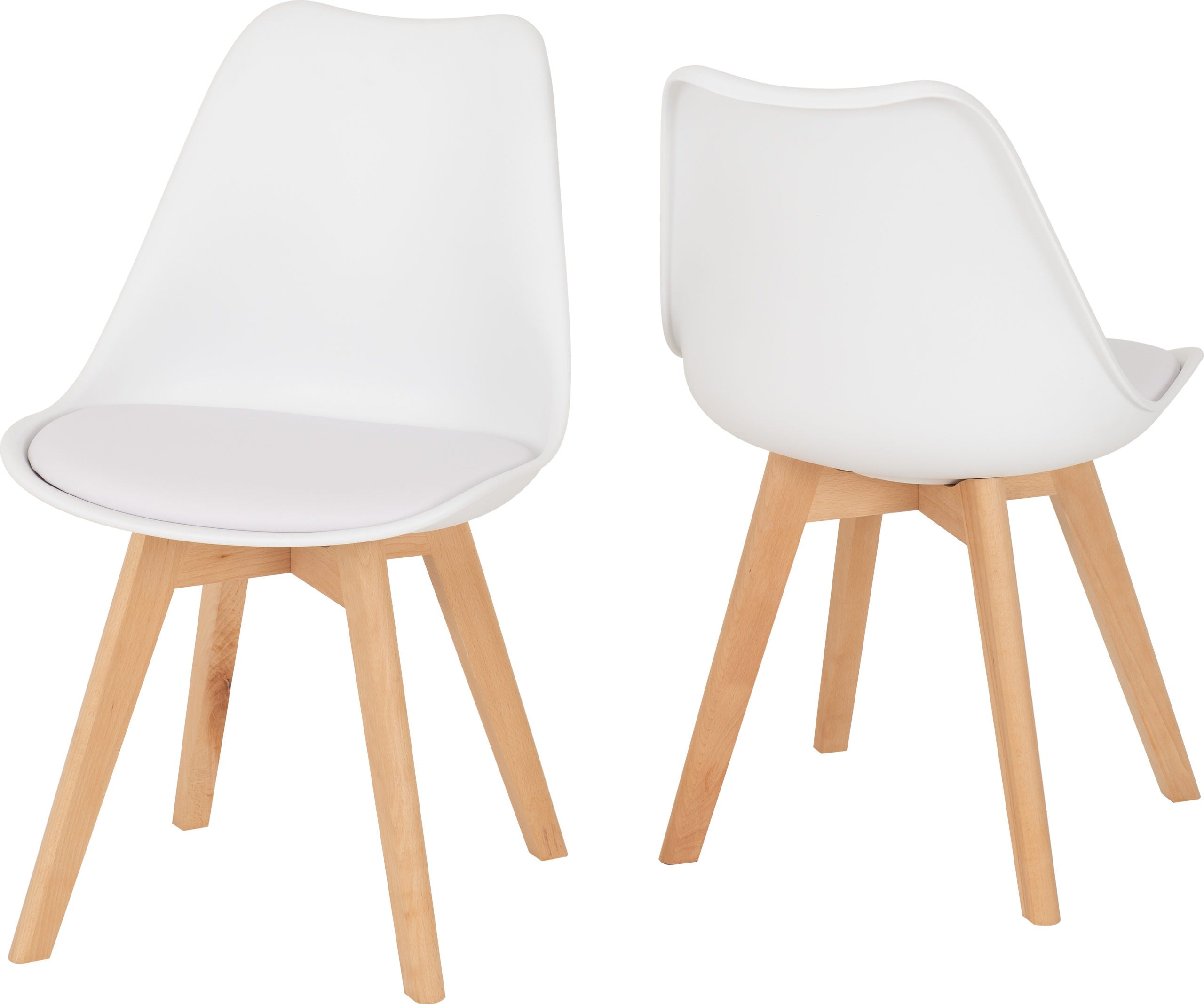 BENDAL CHAIR (BOX OF 2) - BEECH/WHITE FAUX LEATHER