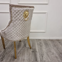 Bentley Gold Dining Chair Beige Velvet