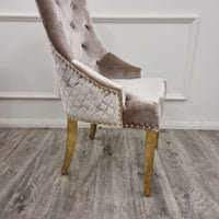 Bentley Gold Dining Chair Beige Velvet