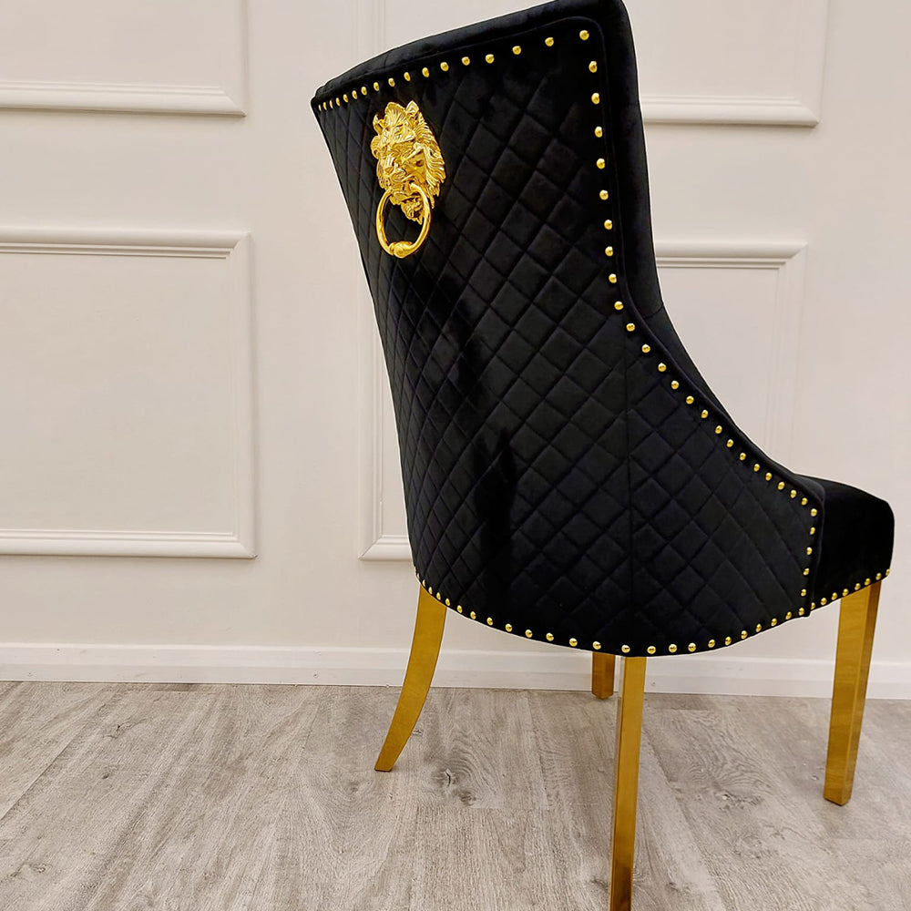 Bentley Gold Dining Chair Black Velvet