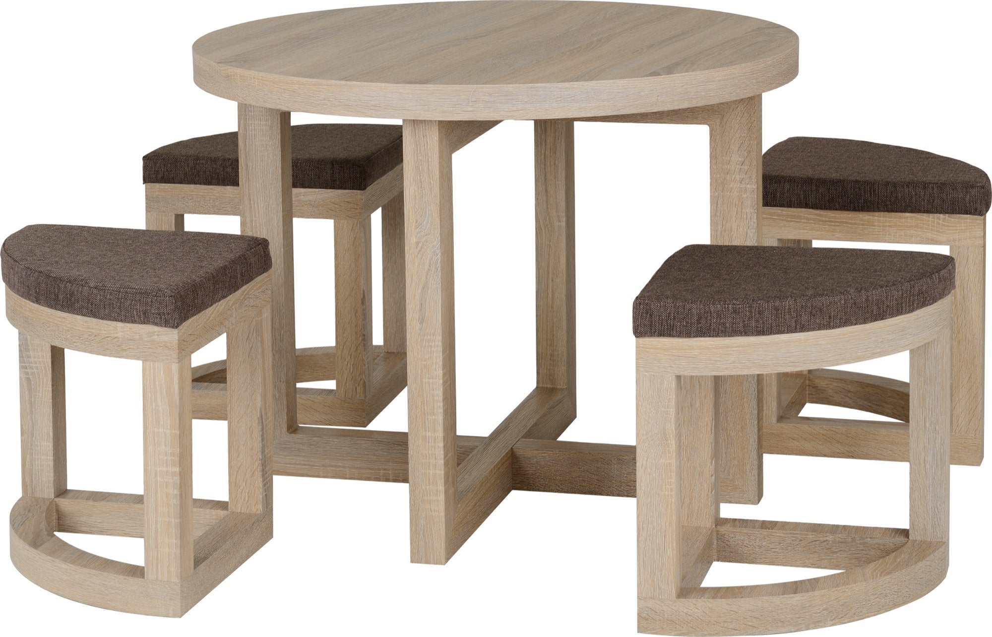 CAMBOURNE STOWAWAY DINING SET - SONOMA OAK EFFECT VENEER/BROWN LINEN FLECK