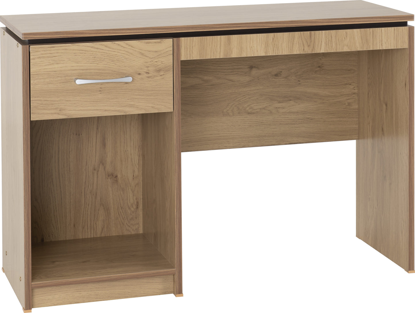 CHARLES COMPUTER DESK - OAK EFFECT VENEER WITH WALNUT TRIM