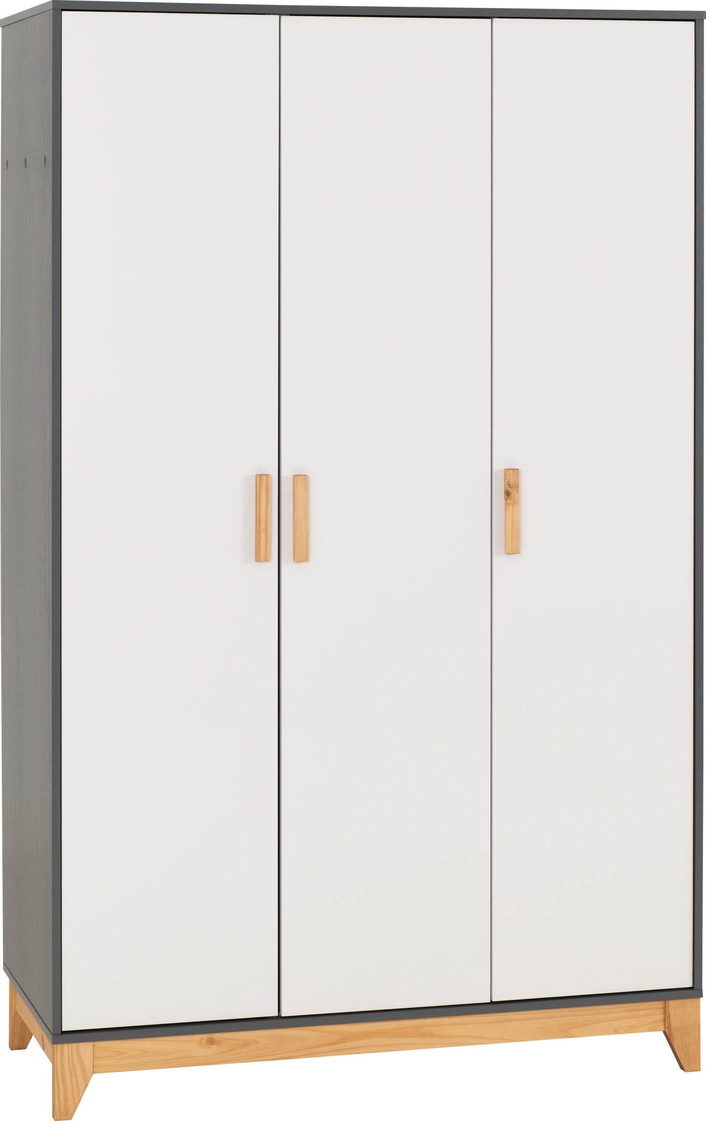 CLEVELAND 3 DOOR WARDROBE  - WHITE/GREY METAL EFFECT