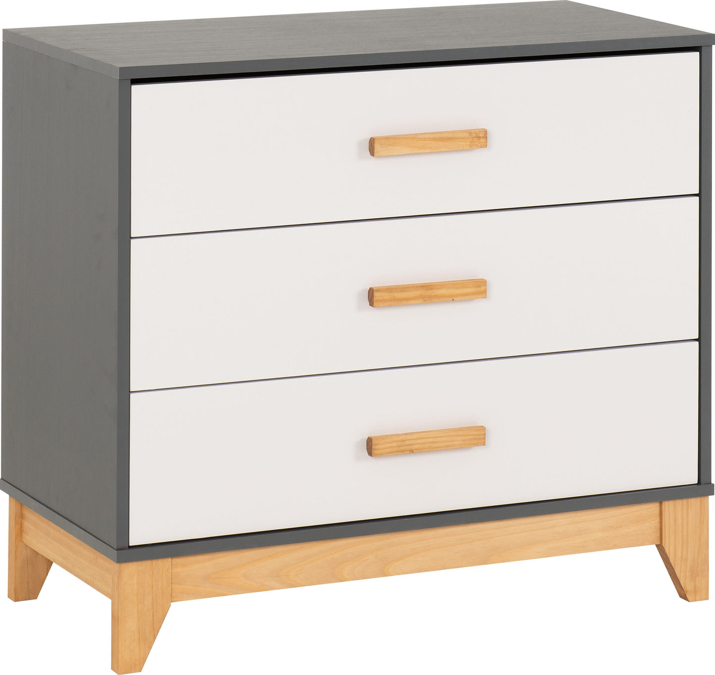 CLEVELAND 3 DRAWER CHEST  - WHITE/GREY METAL EFFECT