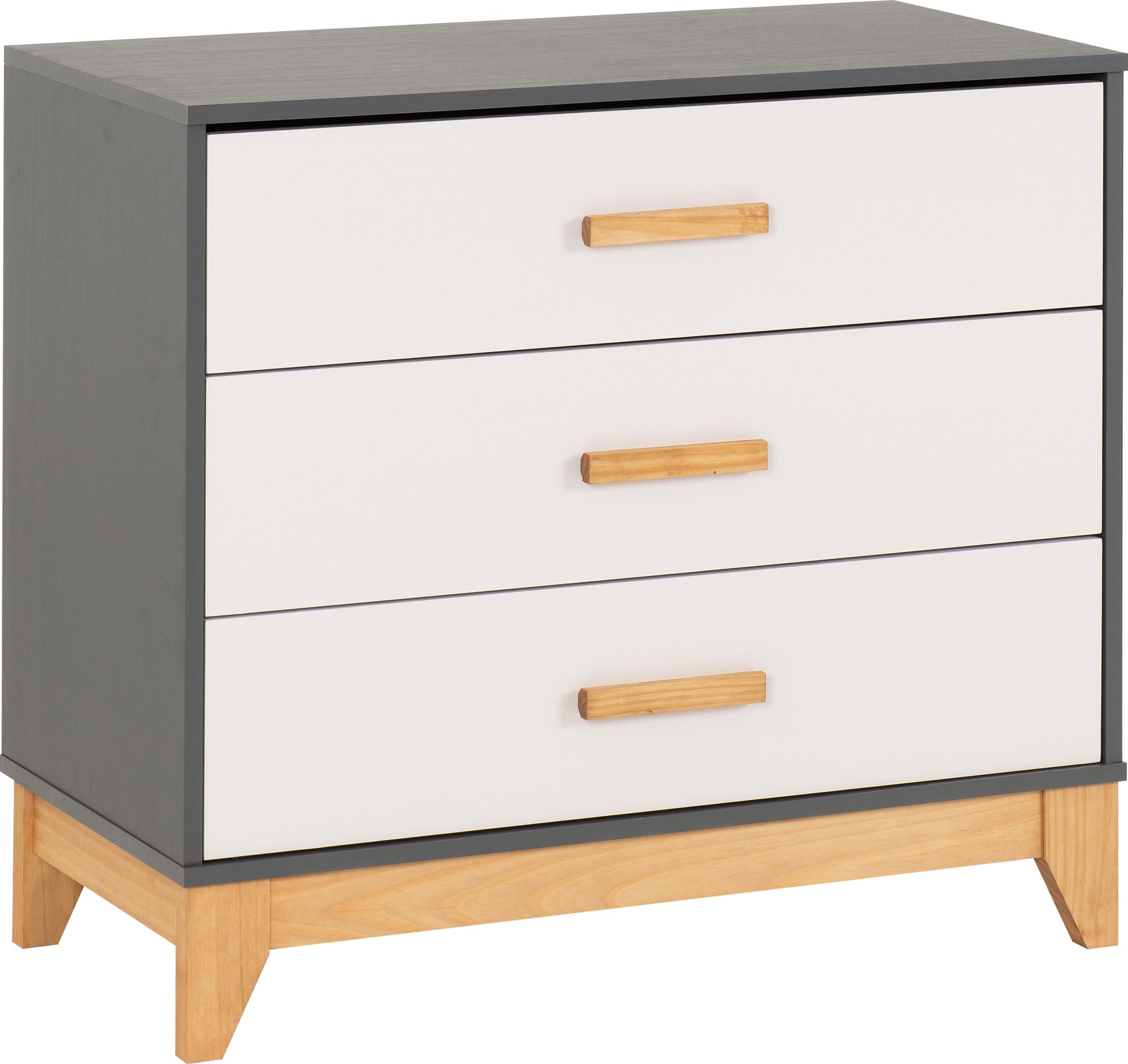 CLEVELAND 3 DRAWER CHEST  - WHITE/GREY METAL EFFECT