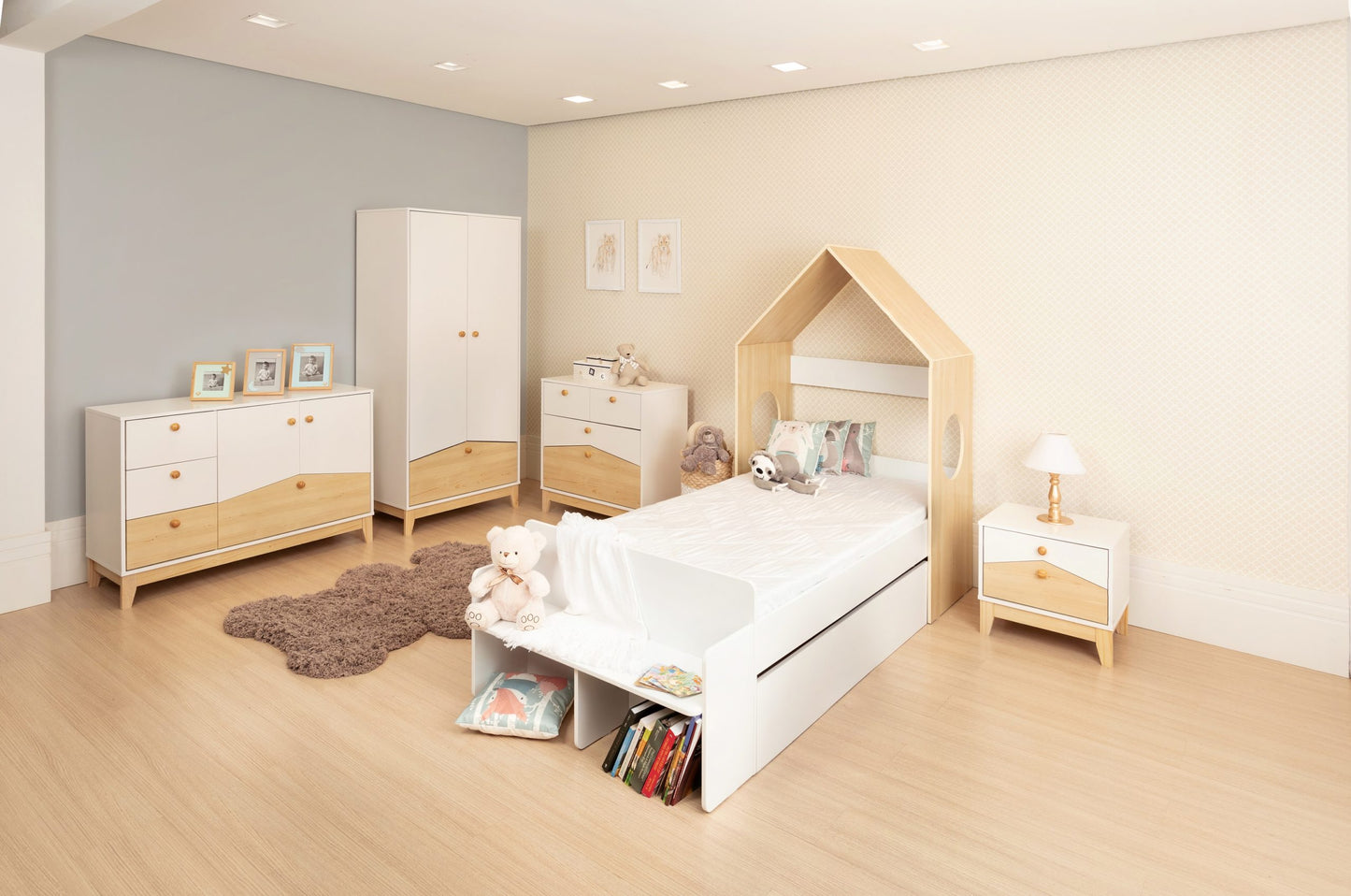 CODY BEDROOM SET - WHITE/PINE EFFECT