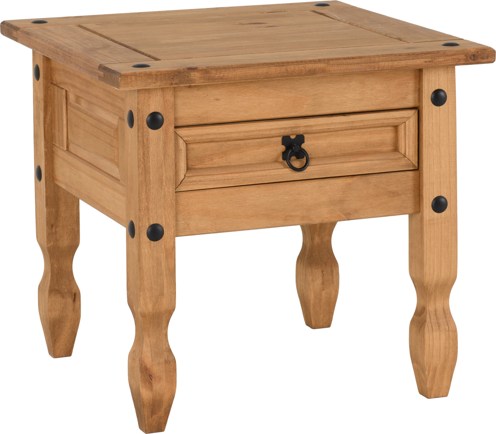 CORONA 1 DRAWER LAMP TABLE - DISTRESSED WAXED PINE