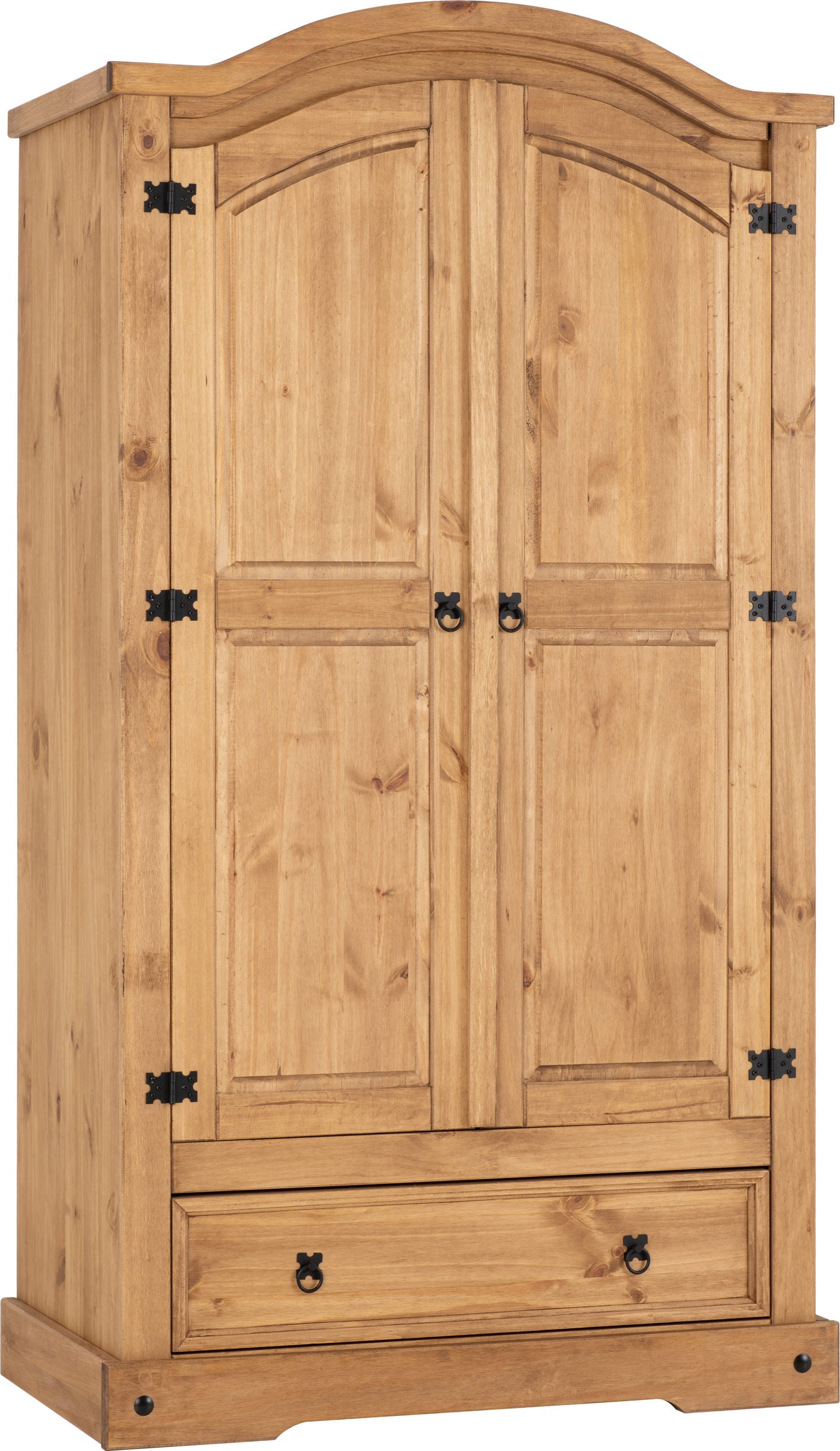 CORONA 2 DOOR 1 DRAWER WARDROBE - DISTRESSED WAXED PINE