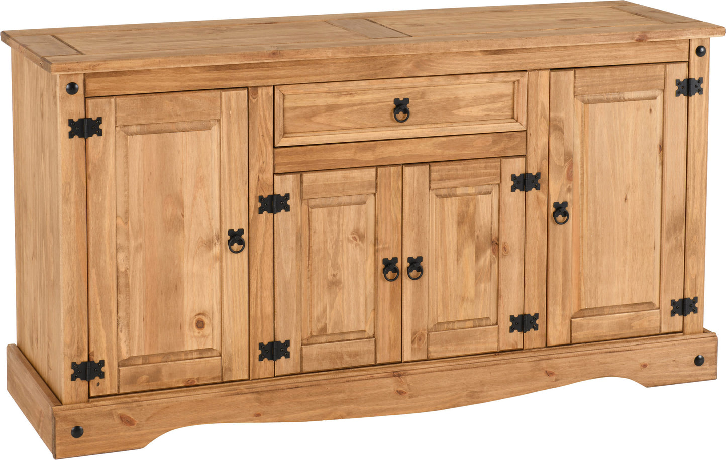 CORONA 4 DOOR 1 DRAWER SIDEBOARD - DISTRESSED WAXED PINE