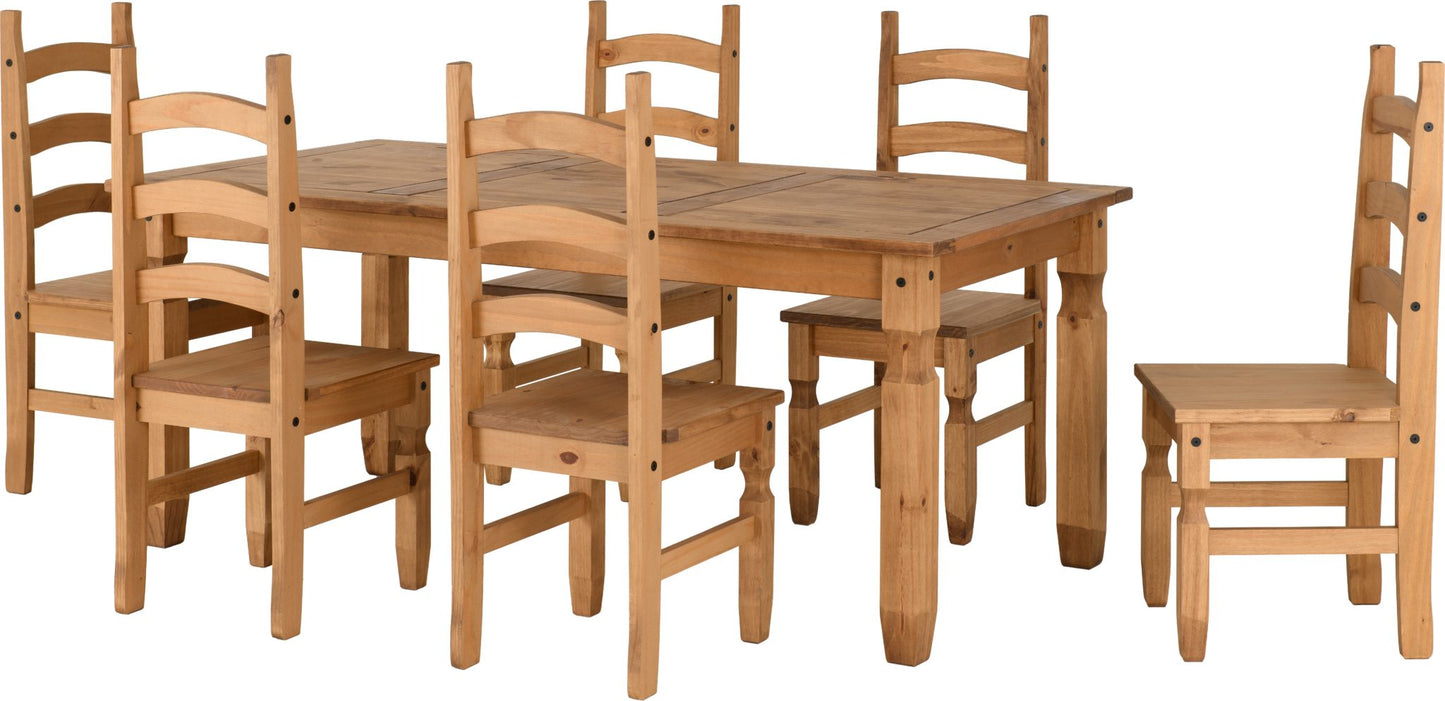CORONA 6' DINING SET - DISTRESSED WAXED PINE