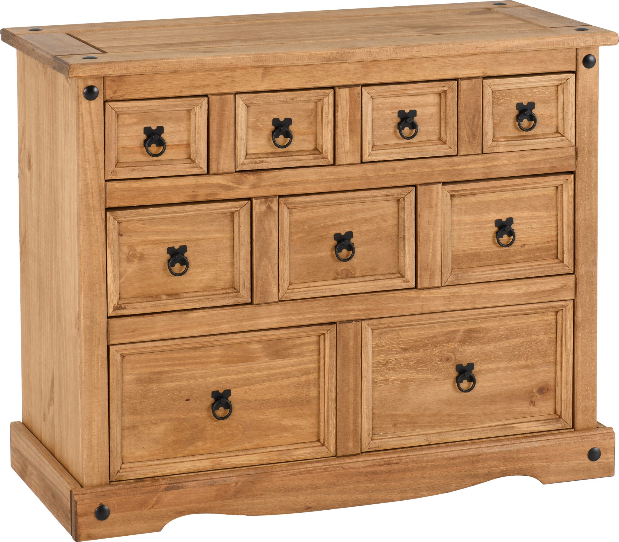 CORONA 4+3+2 DRAWER MERCHANT CHEST - DISTRESSED WAXED PINE