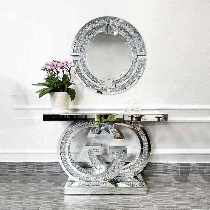 Crushed Diamond "GG" Mirrored Console Table